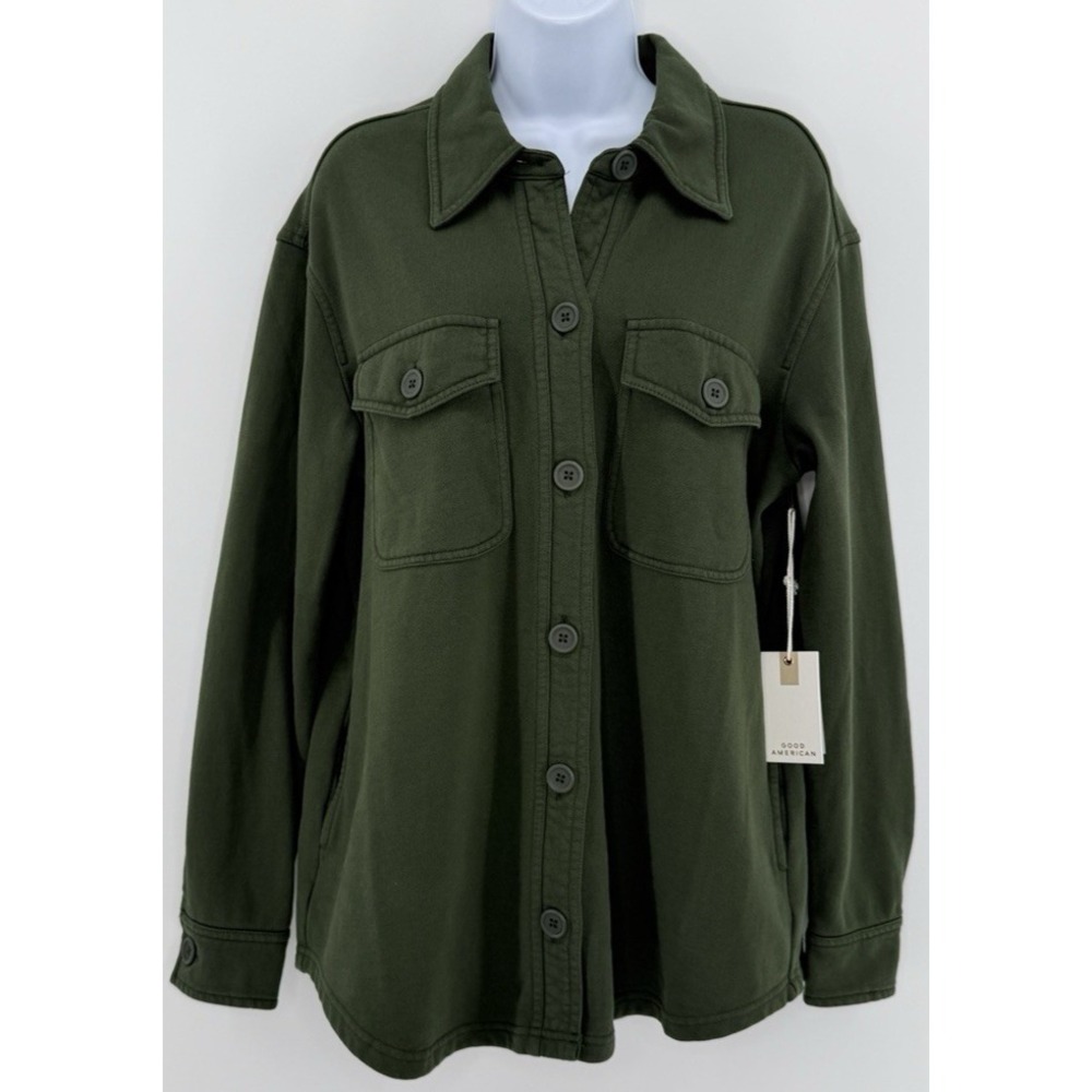 Good‎ American Hunter Green Sueded Fleece Shirt Jacket NWT Women's 00/0 XS